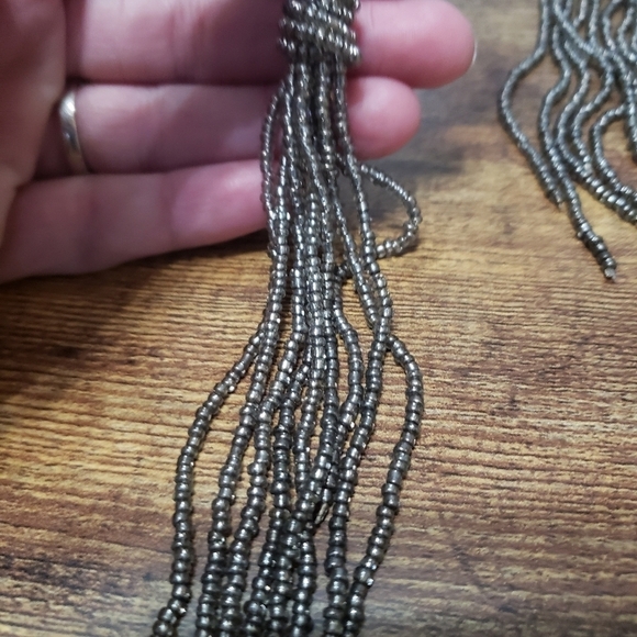 boho beaded long dangling earrings - Picture 3 of 5